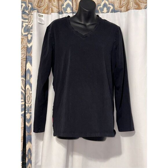 Nice David Archy V Neck Long Sleeve T Shirt Mens Slim black Size Large GOOD cond - Picture 1 of 5